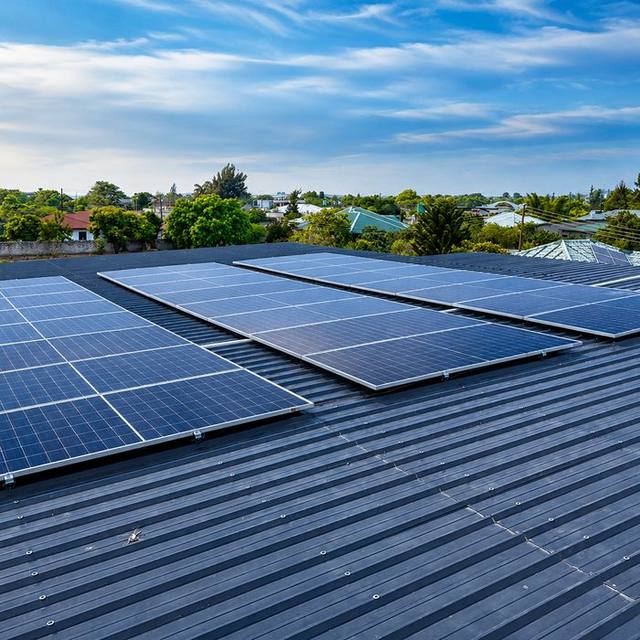 Rooftop solar panel installation