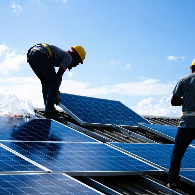 Solar panel installation in progress